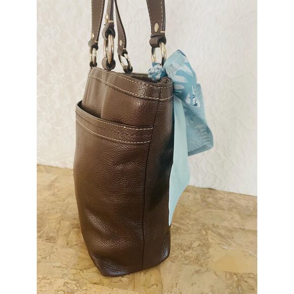 Vintage Coach brown Hamilton pebble leather shoulder bag tote Serial F14683 - Picture 5 of 10